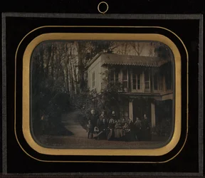 Group Portrait of Twelve Members of the Circle of Eynard-Lullin Outside in Front of His Home